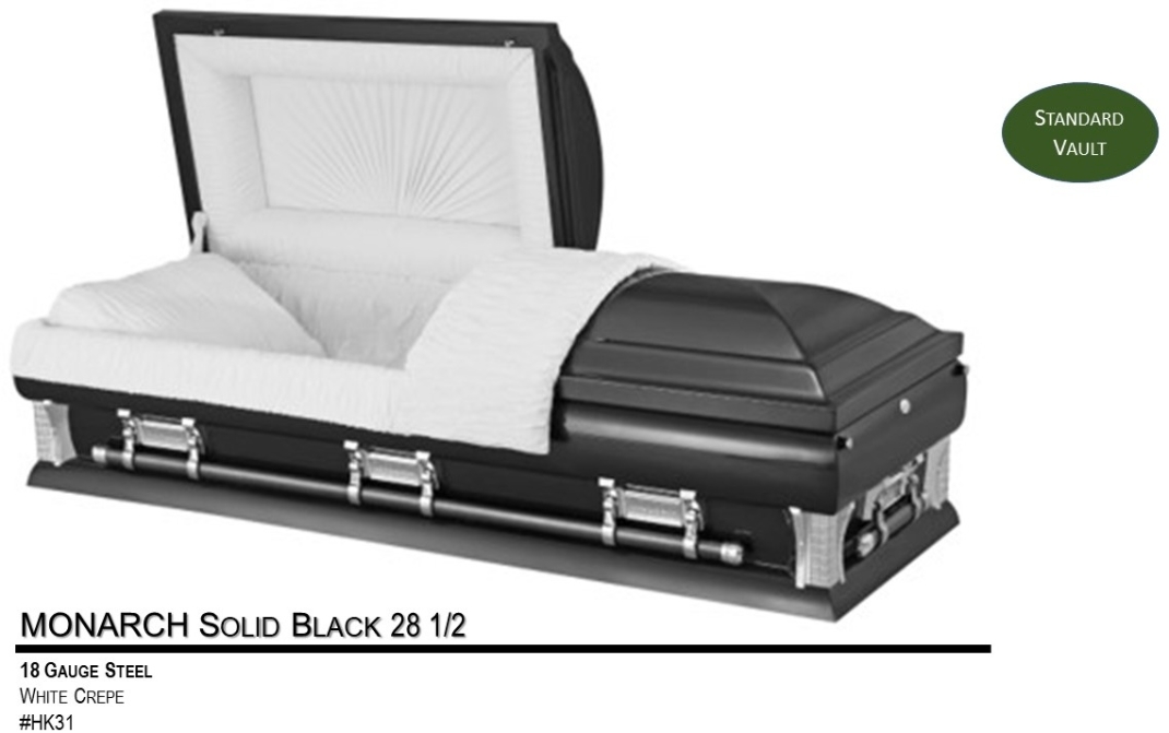 MONARCH 28 1/2  Solid Black 18G  - HK31 (STANDARD VAULT)