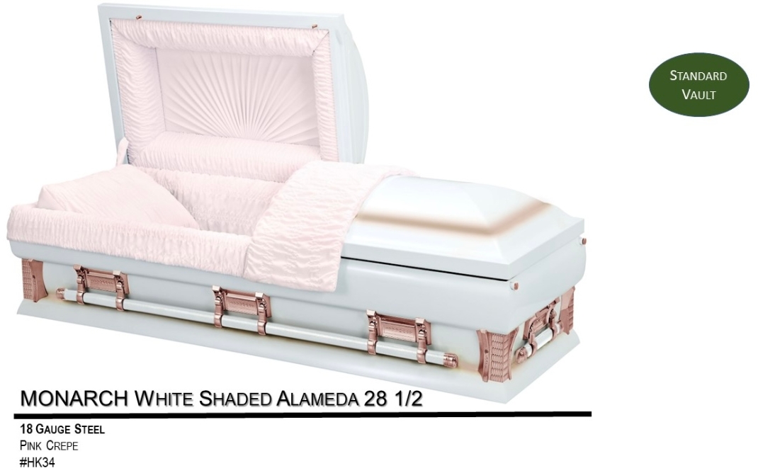 MONARCH 28 1/2 White-Silver Rose 18G - HK34  (STANDARD VAULT)